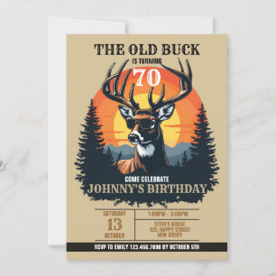 Digital Rustic Hjort Birthday-inbjudan. Buck! Inbjudningar