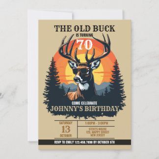 Digital Rustic Hjort Birthday-inbjudan. Buck! Inbjudningar