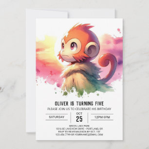 Digital Rustic Monkey Birthday Inbjudningar