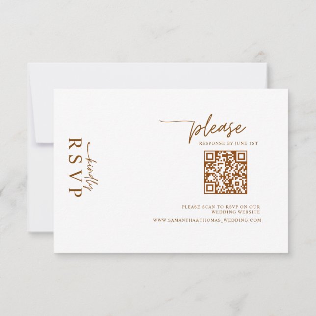Digital Rustic Terracotta Floral QR Code Wedding  OSA Kort (Baksida)