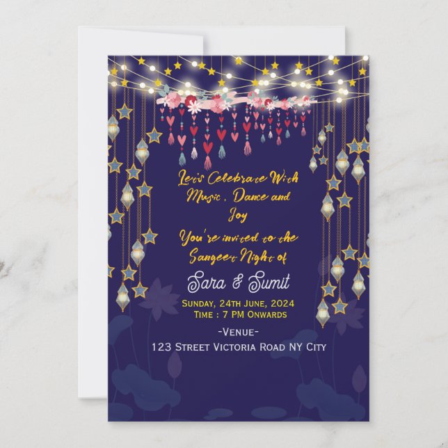 Digital Sangeet Night Invitations  Inbjudningar (Framsida)