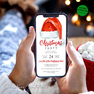 Digital Santas Hat vid julfestinbjudan Julkort