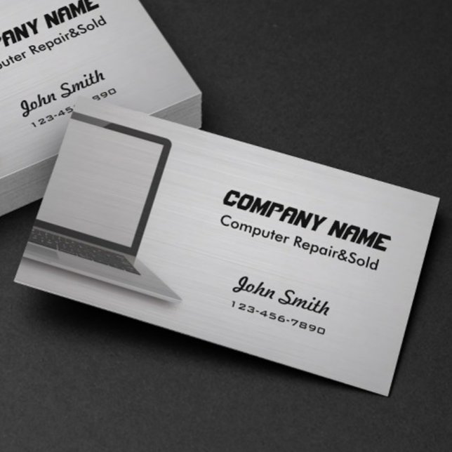Digital Silver Computer Repair-sålda affärskort Visitkort (Skapare uppladdad)