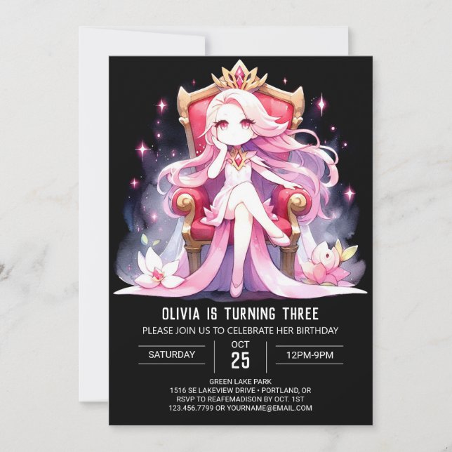 Digital Simple Princess Birthday Inbjudningar (Framsida)