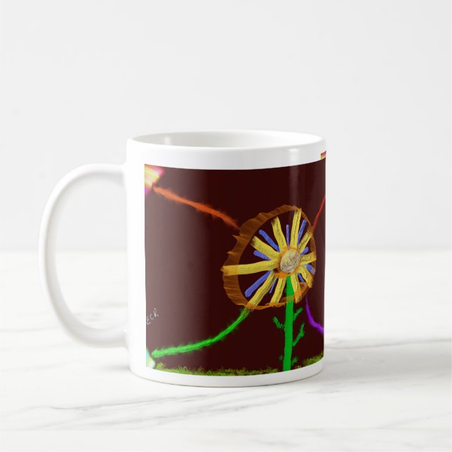 Digital Solros Impressionistisk Konstmugg Kaffemugg (Vänster)