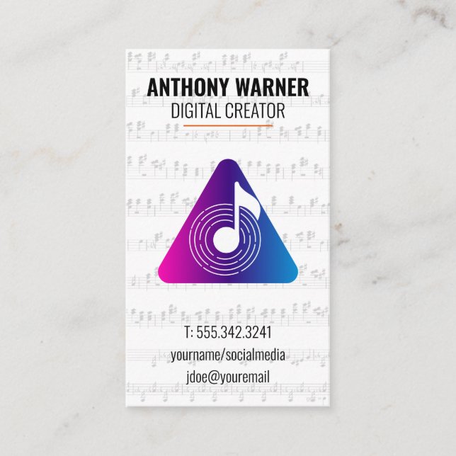 Digital Sound | Musical Sheet Visitkort (Framsida)