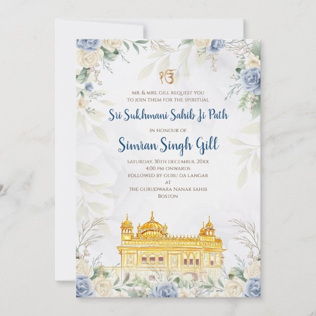 Digital Sri Sukhmani Sahib path invitation Inbjudningar (Framsida)