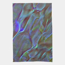 Digital sten i satatingskugga av bränd blå grönt kökshandduk