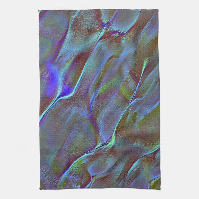 Digital sten i satatingskugga av bränd blå grönt kökshandduk (Vertikal)