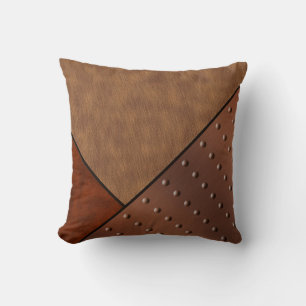 Digital Suede Cream Horse Hair Rivet Copper Kudde