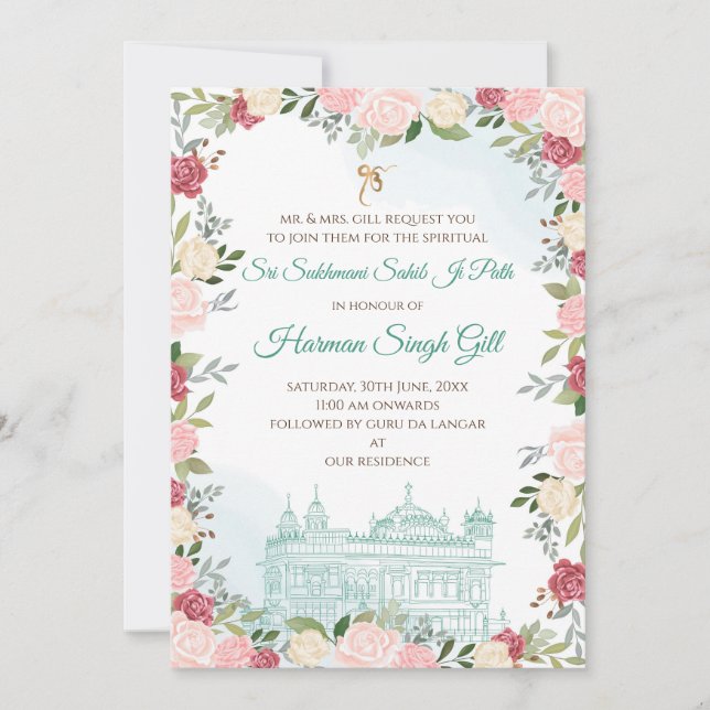 Digital Sukhmani sahib ji path invitation download Inbjudningar (Framsida)