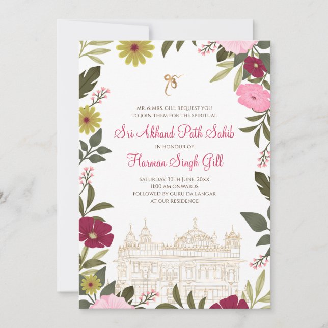 Digital Sukhmani-samman eller Akhand Path-inbjudan Inbjudningar (Framsida)