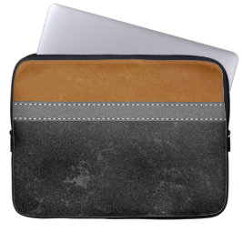 Digital svart gul läder Skriv ut modern Laptop Sleeve