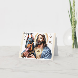 Digital sympati för Hund Loss Jesus med Doberman Kort