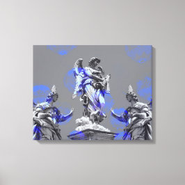 Digital teckning av skulpturer med blå färg-pensel canvastryck