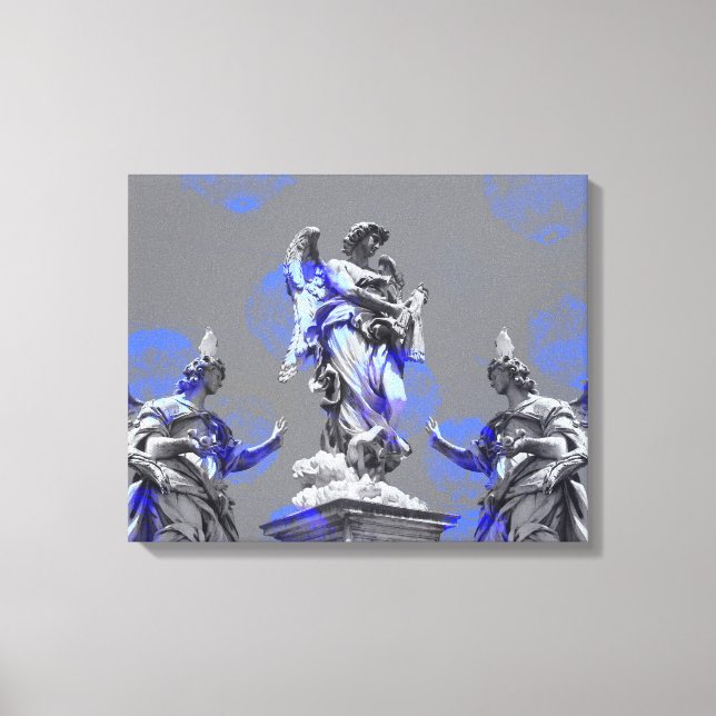 Digital teckning av skulpturer med blå färg-pensel canvastryck (Framsida)