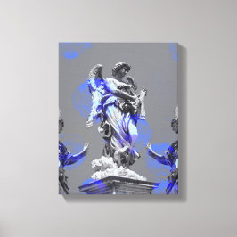 Digital teckning av skulpturer med blå färg-pensel canvastryck