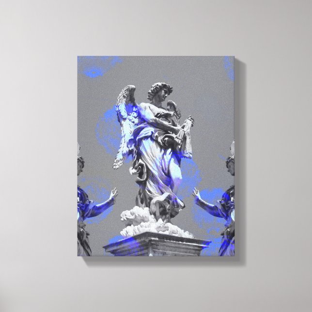 Digital teckning av skulpturer med blå färg-pensel canvastryck (Framsida)