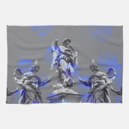 Digital teckning av skulpturer med blå färg-pensel kökshandduk