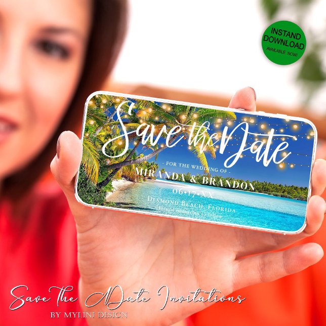 Digital Tropical Beach Spara datuminbjudan Spara Datumet (Skapare uppladdad)