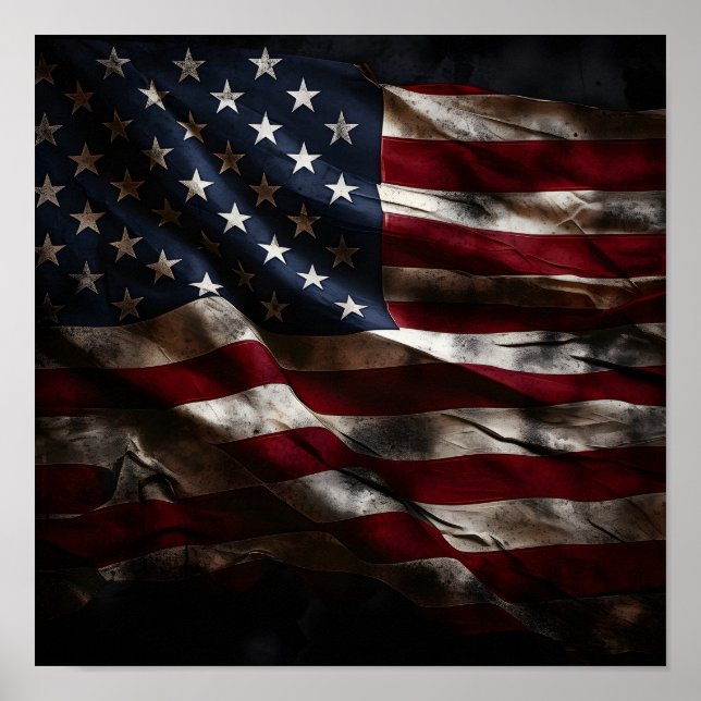 Digital utskrift från amerikansk flagga poster (Framsidan)