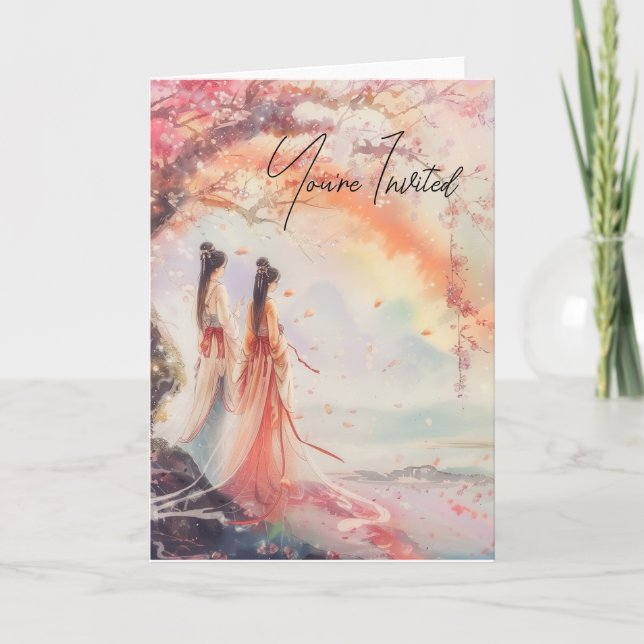 Digital utskrift med två Brides Wedding-inbjudning Inbjudan (Framsida)