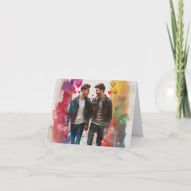 Digital utskrift på två pojkar Alla hjärtans dag Helgkort (Framsida)