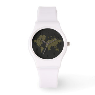 Digital världskarta armbandsur