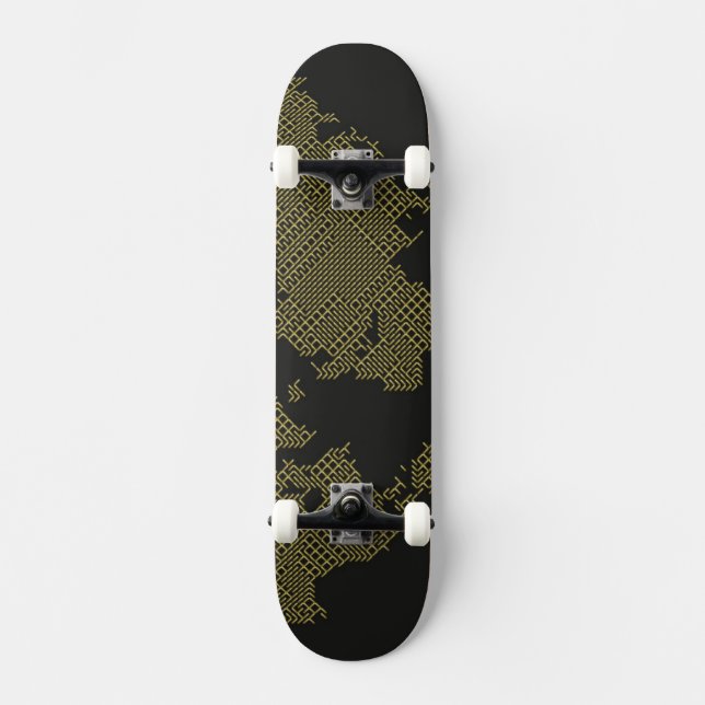 Digital världskarta old school skateboard bräda 18 cm (Framsida)