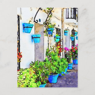 Digital vattenfärg på gatan i Mijas Pueblo Vykort