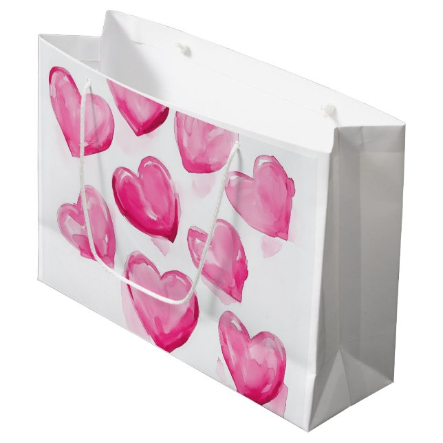 Digital vattenfärgskonst med rosa hjärtan (Framsidan Vinklad)