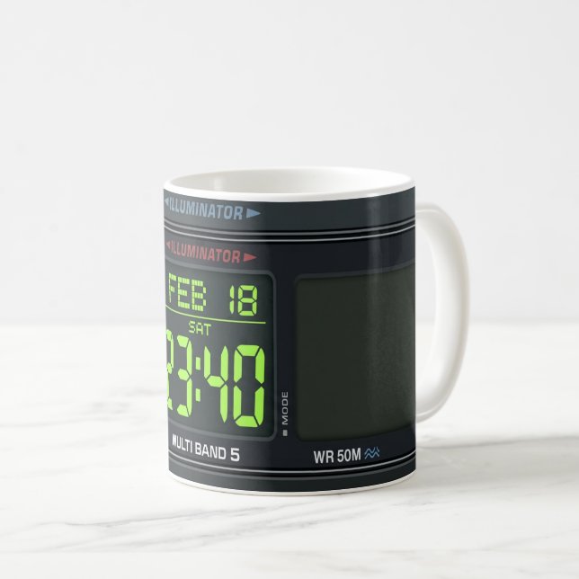 Digital Watch Face Design Kaffemugg (Framsida höger)