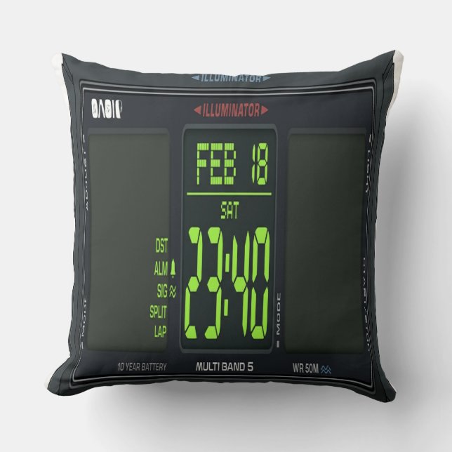 Digital Watch Face Lumbar Pillow Kudde (Framsida)