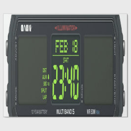 Digital Watch Face Wrapping Paper Presentpapper