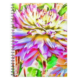 Digital Watercolor Dahlia Gift Anteckningsbok