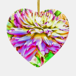 Digital Watercolor Dahlia Gift Julgransprydnad Keramik