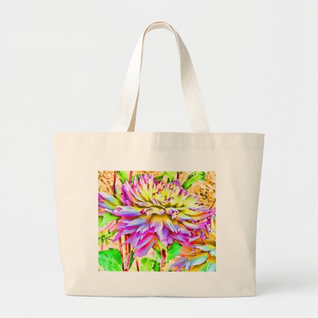 Digital Watercolor Dahlia Gift Jumbo Tygkasse (Framsidan)