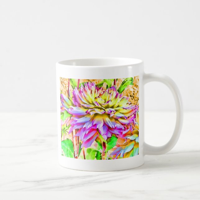 Digital Watercolor Dahlia Gift Kaffemugg (Höger)