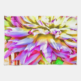 Digital Watercolor Dahlia Kökshandduk