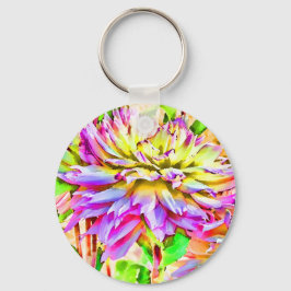 Digital Watercolor Dahlia Nyckelring