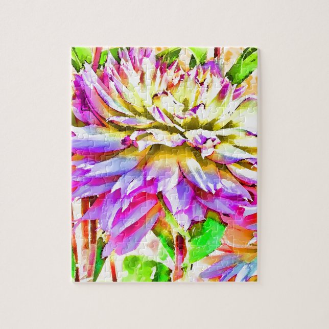 Digital Watercolor Dahlia Pussel (Vertikal)
