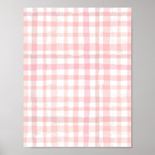 Digital Watercolor Rosa Check Papper Poster