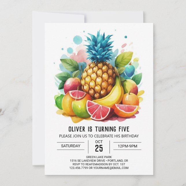 Digital Watermelon Fiesta Fruits Birthday Inbjudningar (Framsida)