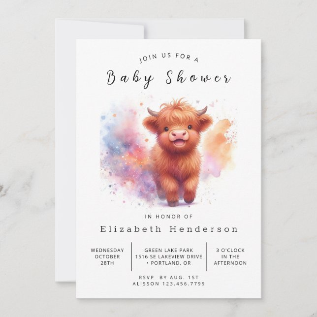 Digital Whimsical Roligt Cow Baby Shower Inbjudningar (Framsida)
