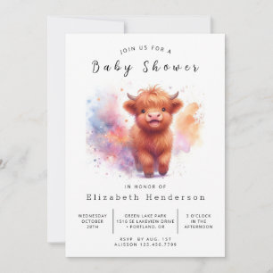 Digital Whimsical Roligt Cow Baby Shower Inbjudningar