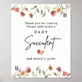 Digital Wildblomma Baby Succulent Baby Shower Poster