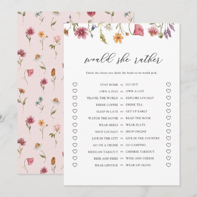 Digital Wildblomma skulle hellre vara Möhippa Inbjudningar (Fram/baksida)