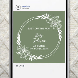Digital Wildflower Green Gender Neutral Pregnancy Meddelande
