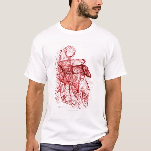 Digital wireframe av människahjärtan t shirt (Framsida)