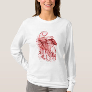 Digital wireframe av människahjärtan t-shirt